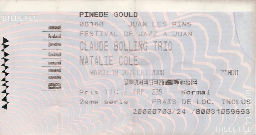 Le billet du concert de Natalie Cole en juillet 2000
